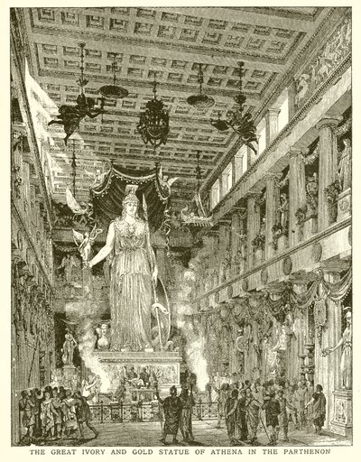 La gran estatua de marfil y oro de Atenea en el Partenón de English School