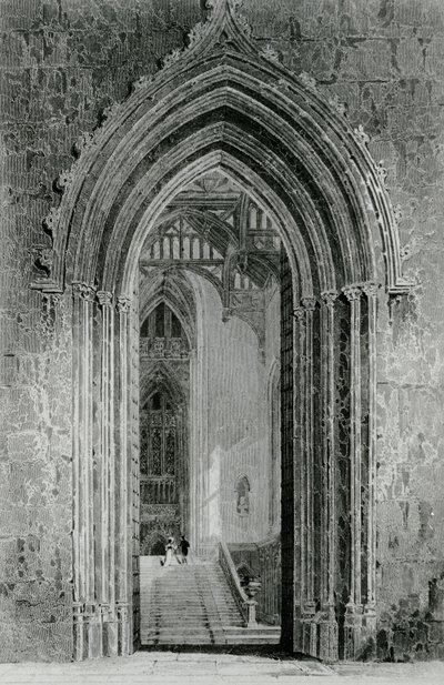 El Gran Salón Occidental que conduce al Gran Salón, o Octágono, Fonthill Abbey, 1824 de English School