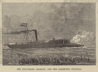 El Buque Cañonero Bermejo para la República Argentina (grabado) de English School