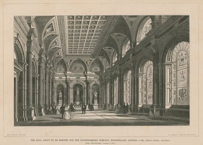 El salón a punto de ser erigido para la Compañía de Tejedores, Mincing Lane de English School