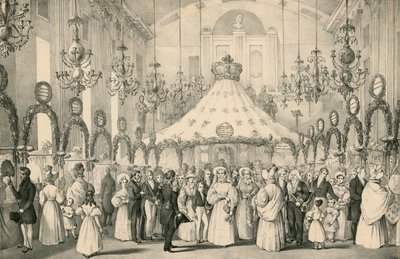 Las Salas de Hanover Square cuando la Reina Victoria hizo la vista privada de la feria de fantasía en ayuda de extranjeros en apuros, celebrada el 19 de junio de 1833 de English School
