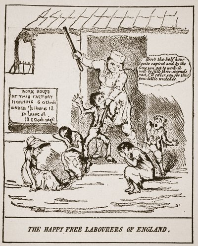 Los felices trabajadores libres de Inglaterra, de una impresión publicada en 1833, ilustración de The Church of England: A History for the People por H.D.M. Spence-Jones de English School