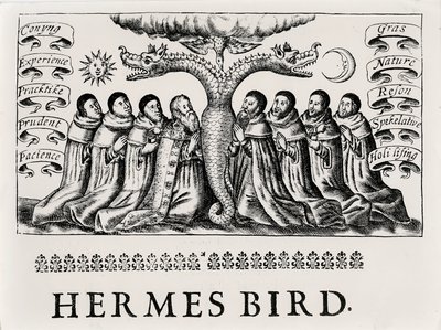 El pájaro Hermes, del Theatrum Chemicum, 1652 de English School