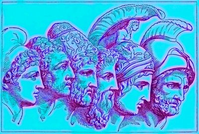 Los Héroes de la Guerra de Troya: Paris, Diomedes, Odiseo, Néstor, Aquiles, Agamenón, ilustración de The Illustrated History of the World, publicado c.1880 de English School