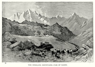 Las montañas del Himalaya - Paso de Kamri (grabado) de English School