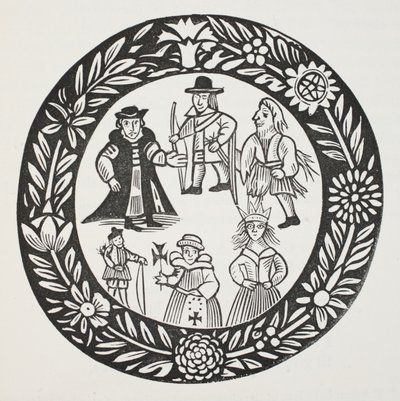La historia de Adam Bell, Clim of the Clough y William of Cloudeslie, ilustración de Chap-books del siglo XVIII de John Ashton, pub. 1882 de English School