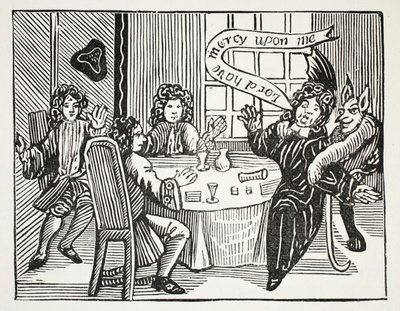 La historia del Dr. John Faustus, ilustración de Chap-books of the Eighteenth Century por John Ashton, pub. 1882 de English School