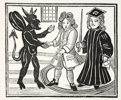 La historia del Dr. John Faustus, ilustración de Chap-books of the Eighteenth Century por John Ashton, pub. 1882 de English School