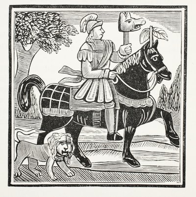La historia de Guy, Conde de Warwick, ilustración de Chap-books del Siglo XVIII de John Ashton, pub. 1882 de English School