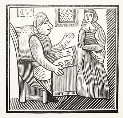 La historia de Madre Bunch del Oeste, ilustración de Chap-books del Siglo XVIII de John Ashton, pub. 1882 de English School