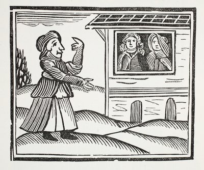 La historia de Madre Shipton, ilustración de Chap-books del Siglo XVIII de John Ashton, pub. 1882 de English School