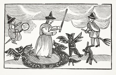 La historia de Madre Shipton, ilustración de Chap-books del Siglo XVIII de John Ashton, pub. 1882 de English School