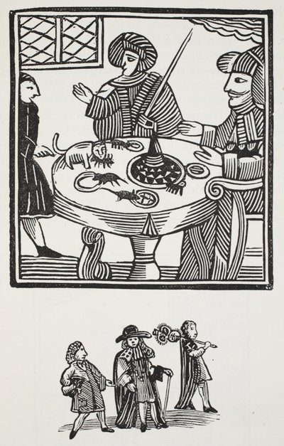 La historia de Sir Richard Whittington, tres veces alcalde de Londres, ilustración de Chap-books del siglo XVIII de John Ashton, pub. 1882 de English School