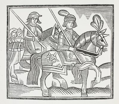 La historia de la vida y muerte de ese noble caballero Sir Bevis de Southampton, ilustración de Chap-books del Siglo XVIII de John Ashton, pub. 1882 de English School