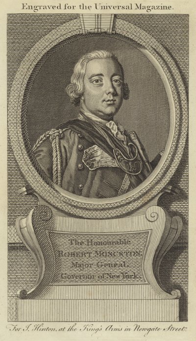 El Honorable Robert Monckton, Mayor General, Gobernador de Nueva York de English School