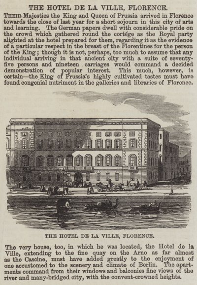 El Hotel de la Ville, Florencia (grabado) de English School