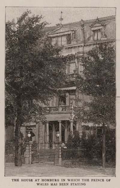 La casa en Homburg en la que se ha alojado el Príncipe de Gales (grabado) de English School