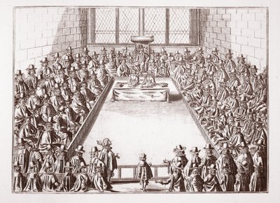 La Cámara de los Comunes, de una impresión de 1648 de English School