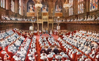 La Cámara de los Lores. La apertura de las Casas del Parlamento por Su Majestad el Rey de English School