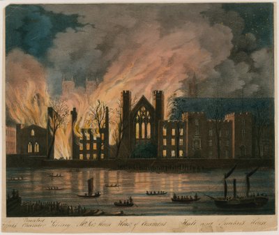 Las Casas de los Lores y los Comunes en Llamas, 16 de Octubre de 1834 de English School