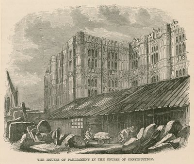 Las Casas del Parlamento en construcción de English School