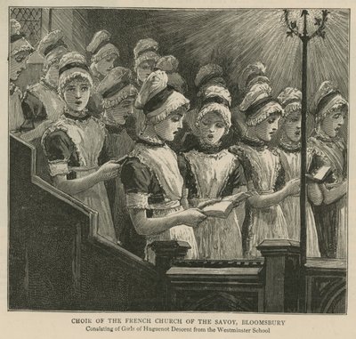 Los hugonotes en Inglaterra: Coro de la Iglesia Francesa del Savoy, Bloomsbury de English School