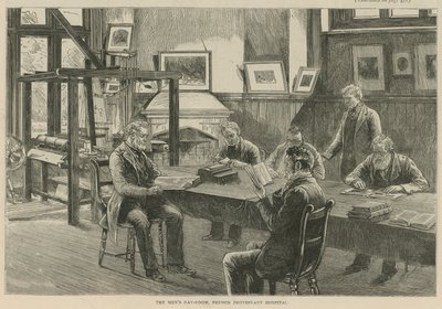 Los hugonotes en Inglaterra: Sala de día de los hombres, Hospital Protestante Francés de English School