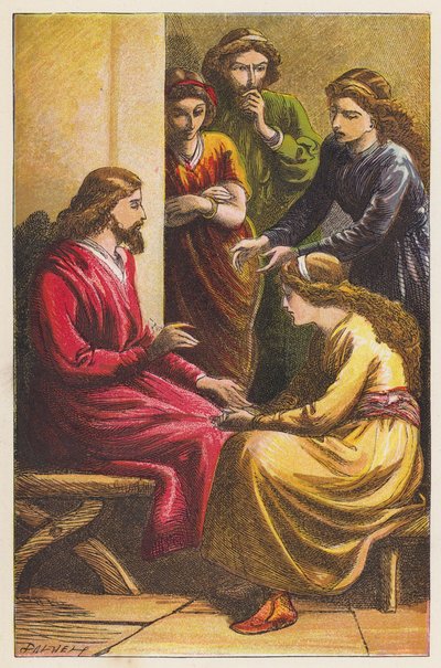 El humilde hogar de Betania (litografía en color) de English School