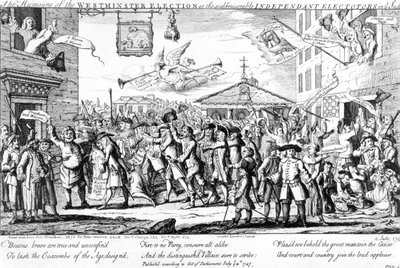 Los humores de la elección de Westminster o los electores independientes miserables escaldados, 1747 de English School