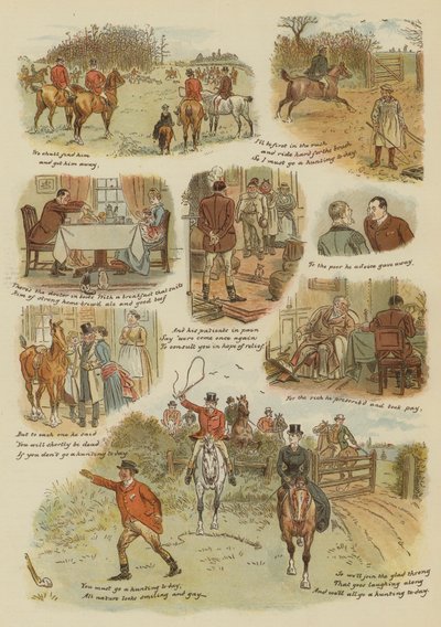 El Día de la Caza (cromolitografía) de English School