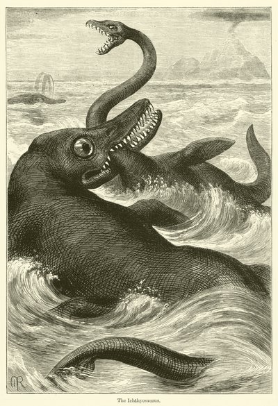 El ictiosaurio (grabado) de English School