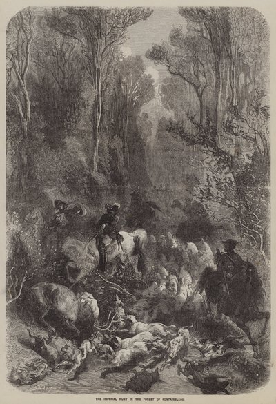 La caza imperial en el bosque de Fontainebleau de English School