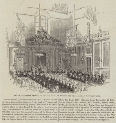 Cena de inauguración de los alguaciles de Londres y Middlesex en Vintners