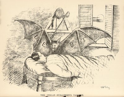 El vampiro del subalterno indio, página del Delhi Sketchbook, 1850-54 de English School