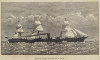 El barco de vapor atlántico Inman City of Berlin (grabado) de English School