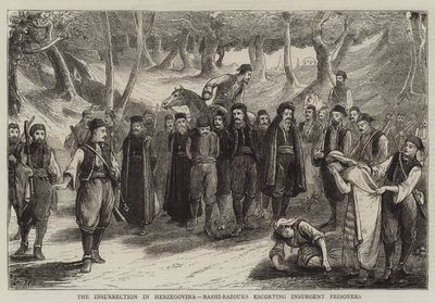 La insurrección en Herzegovina, Bashi-Bazouks escoltando prisioneros insurgentes de English School