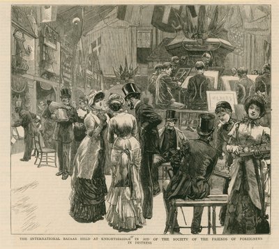 El Bazar Internacional celebrado en Knightsbridge en ayuda de la sociedad de amigos de extranjeros en apuros de English School