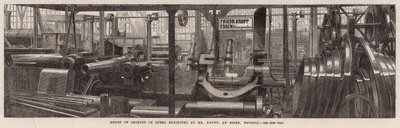 La Exposición Internacional; Grupo de objetos en acero exhibidos por el Sr. Krupp de Essen, Prusia de English School