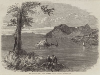 Las Islas Jónicas, Corfú, desde la Batería de Un Cañón (grabado) de English School