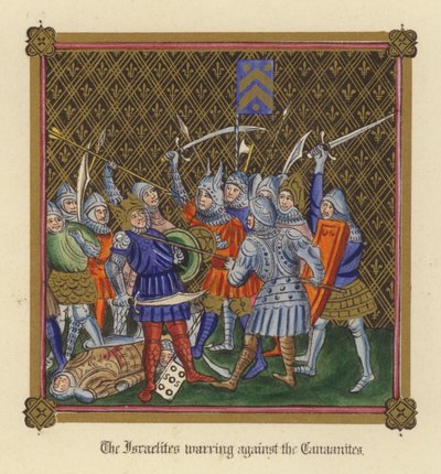 Las israelitas luchando contra los cananeos (color litho) de English School