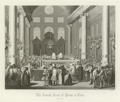 La fiesta judía de Purim, o suertes, 1712 de English School