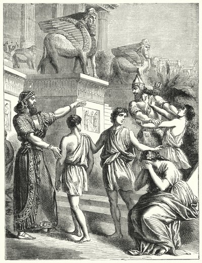 Los judíos en Babilonia (grabado) de English School
