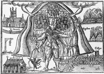 El Monstruo del Reino Desenmascarado desde el Cielo, c.1640-43 de English School