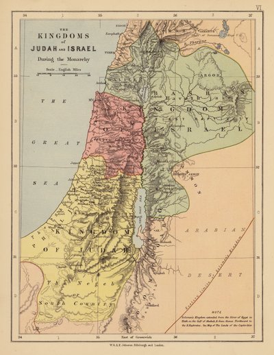 Los Reinos de Judá e Israel, durante la Monarquía (litografía en color) de English School