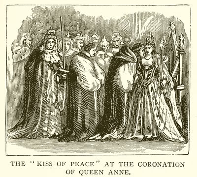 El beso de la paz en la coronación de la Reina Ana de English School