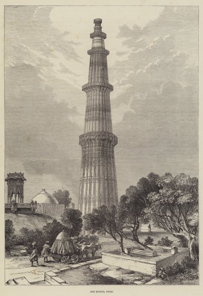 El Kootub, Delhi (grabado) de English School