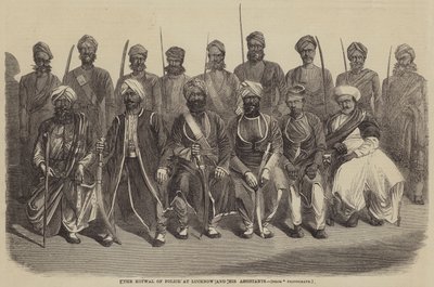 El Kotwal de la policía en Lucknow y sus asistentes (grabado) de English School