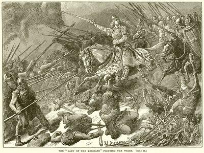 La dama de los mercianos luchando contra los galeses de English School