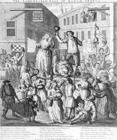 La Caída Lamentable de Madame Geneva, 1736 de English School