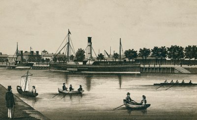 The Landing Stage River View, Ipswich (litografía) de English School